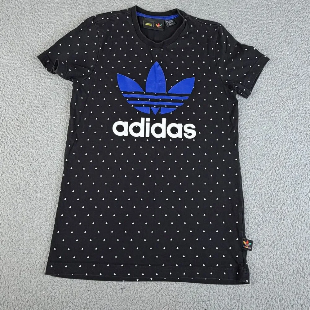 ADIDAS Original Pharrell Williams T-Shirt sz S All Over Print Trefoil Streetwear